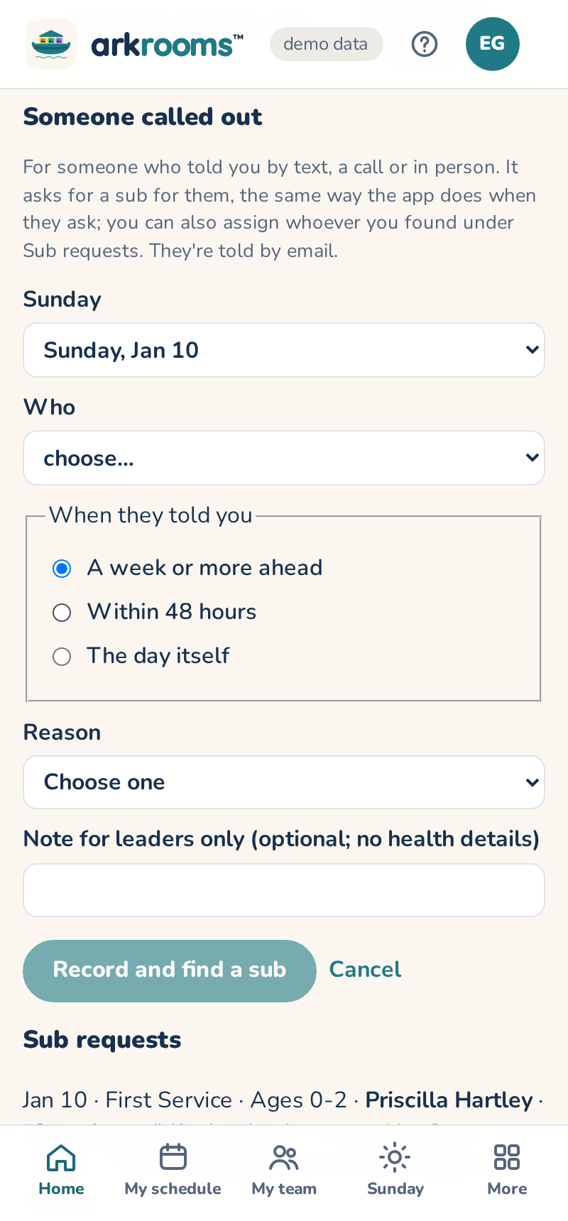 Someone called out: the Sunday, who, when they told you and why
