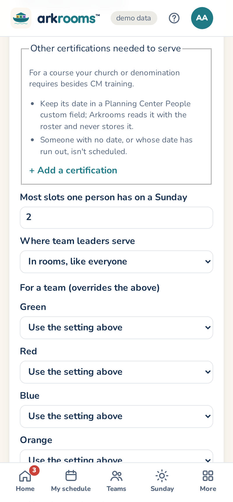 Settings, Rules: other certifications needed to serve