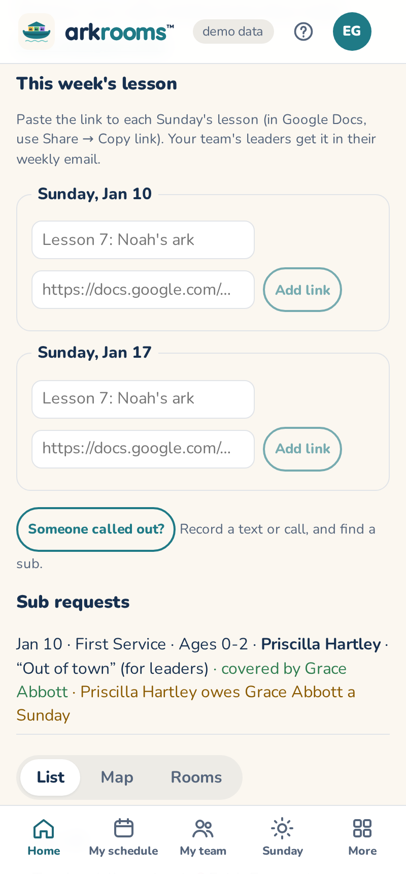This week's lesson on the block page, linked from the leaders' weekly email