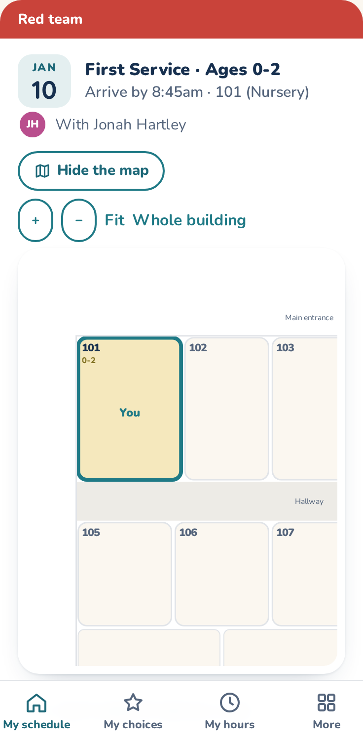 Your room highlighted on the floor plan