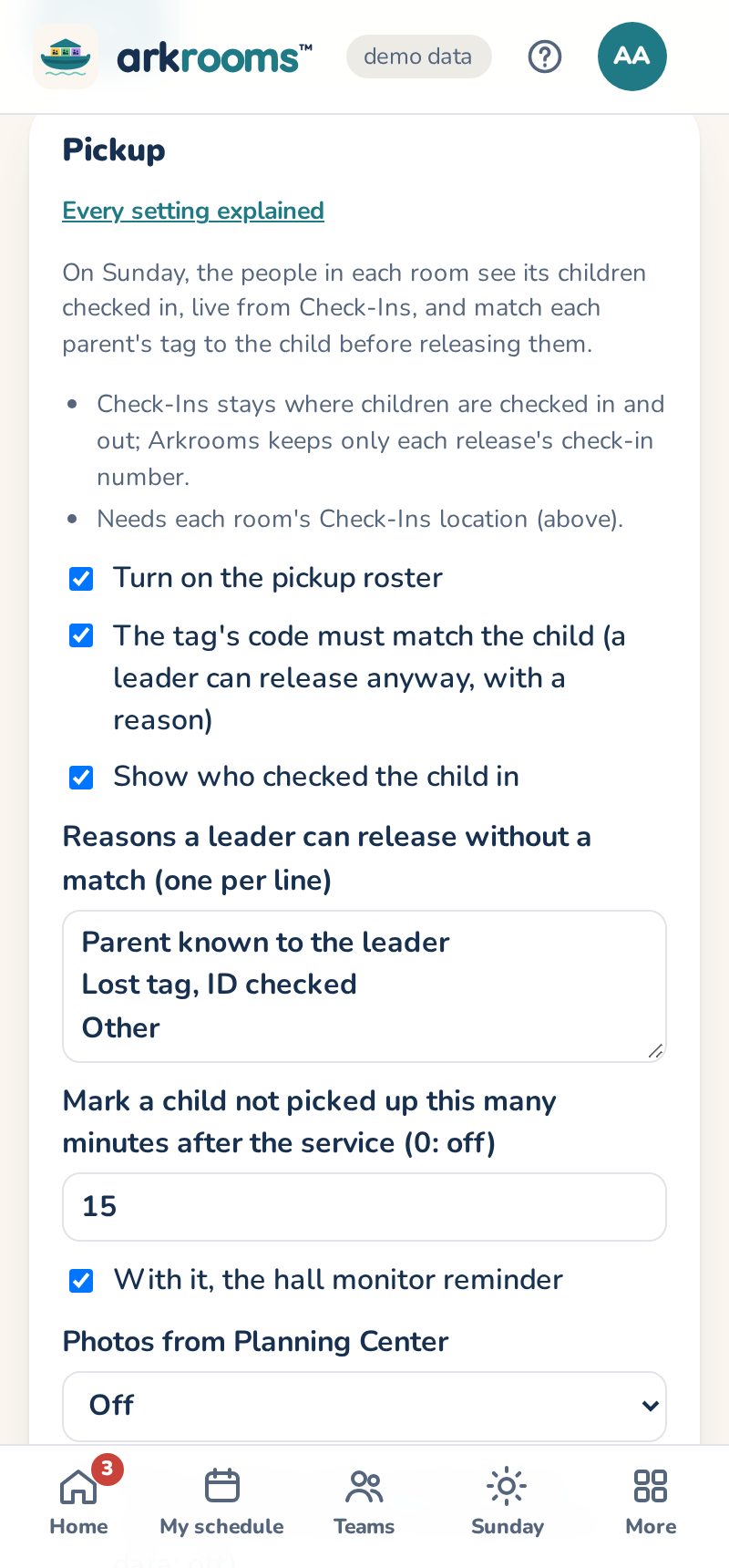 Rooms, Pickup: the pickup roster and its settings