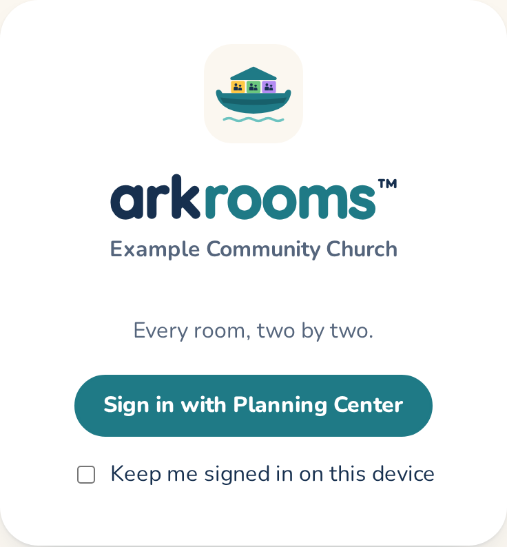 Sign-in page with the Sign in with Planning Center button